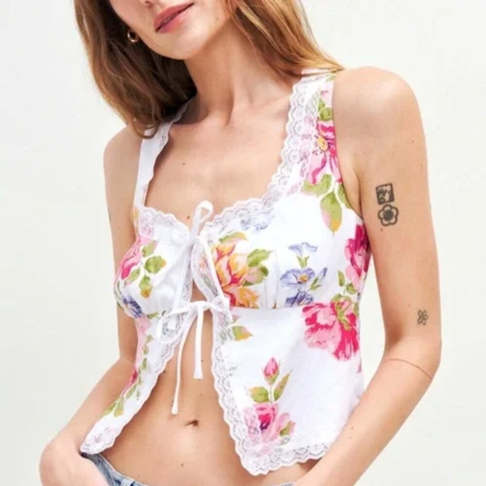 NWT Reformation Rosalie Linen Top in Giverny Floral